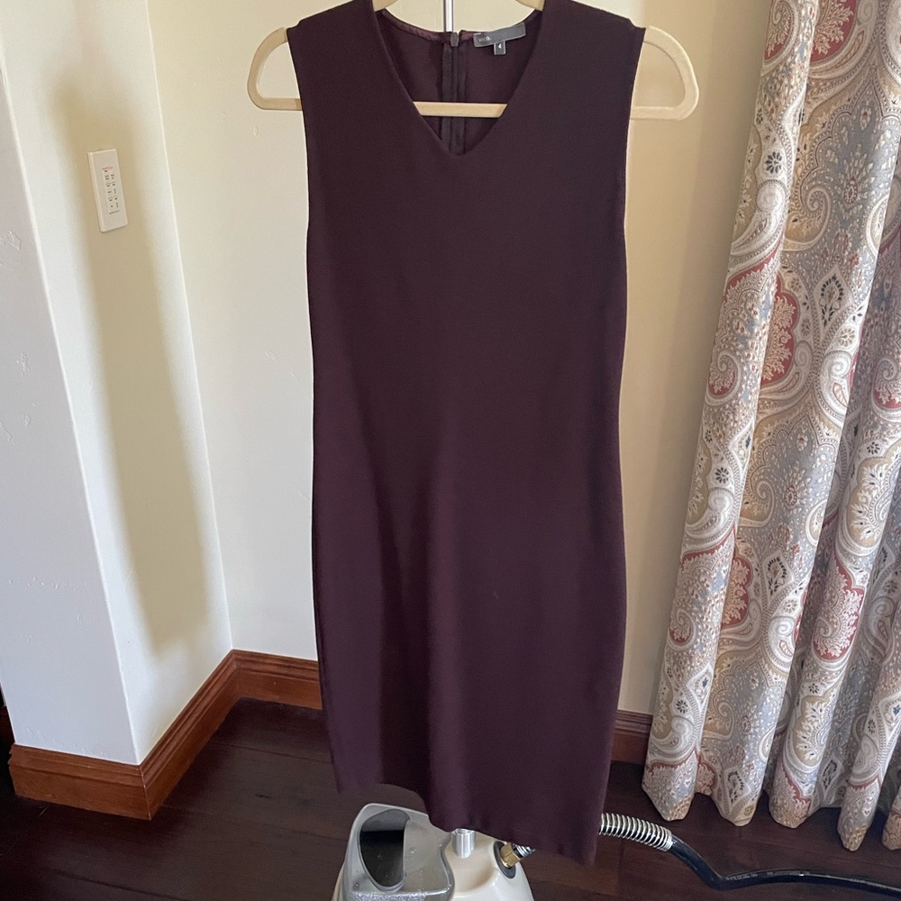 Vince Burgundy Stretch Sheath Dress